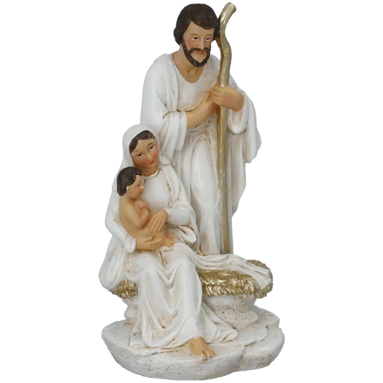 Figurka do szopki Święta Rodzina 12,6 cm biało-złota GOT4476