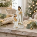 Figurka do szopki Święta Rodzina 12,6 cm biało-złota GOT4476