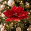 Sztuczna gwiazda betlejemska 32 cm bordowa na klipsie TEB0898