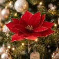 Sztuczna gwiazda betlejemska 32 cm bordowa na klipsie TEB0898