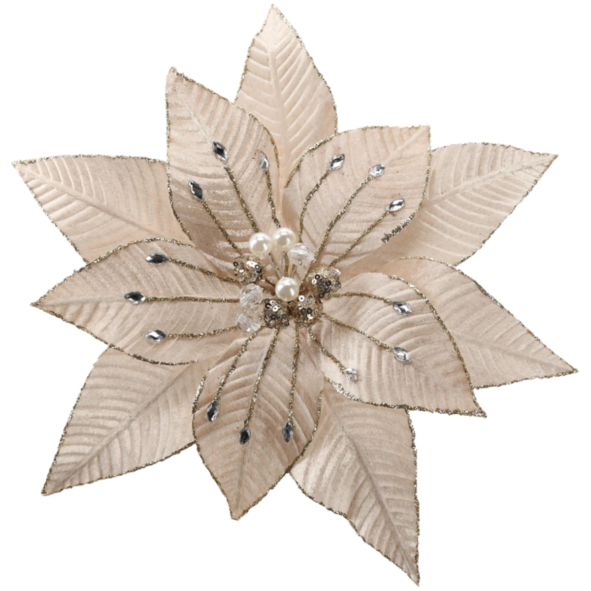 Gwiazda betlejemska szampańska 33 cm na klipsie TEB0928