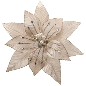 Gwiazda betlejemska szampańska 33 cm na klipsie TEB0928