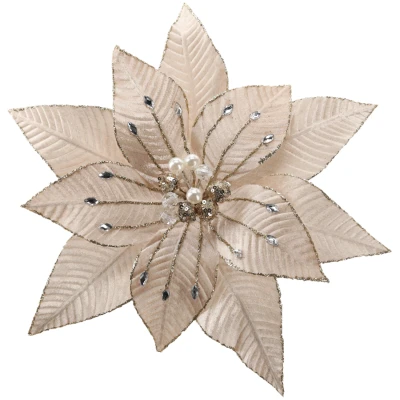 Gwiazda betlejemska szampańska 33 cm na klipsie TEB0928