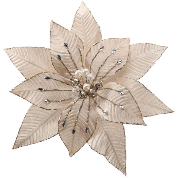 Gwiazda betlejemska szampańska 33 cm na klipsie TEB0928