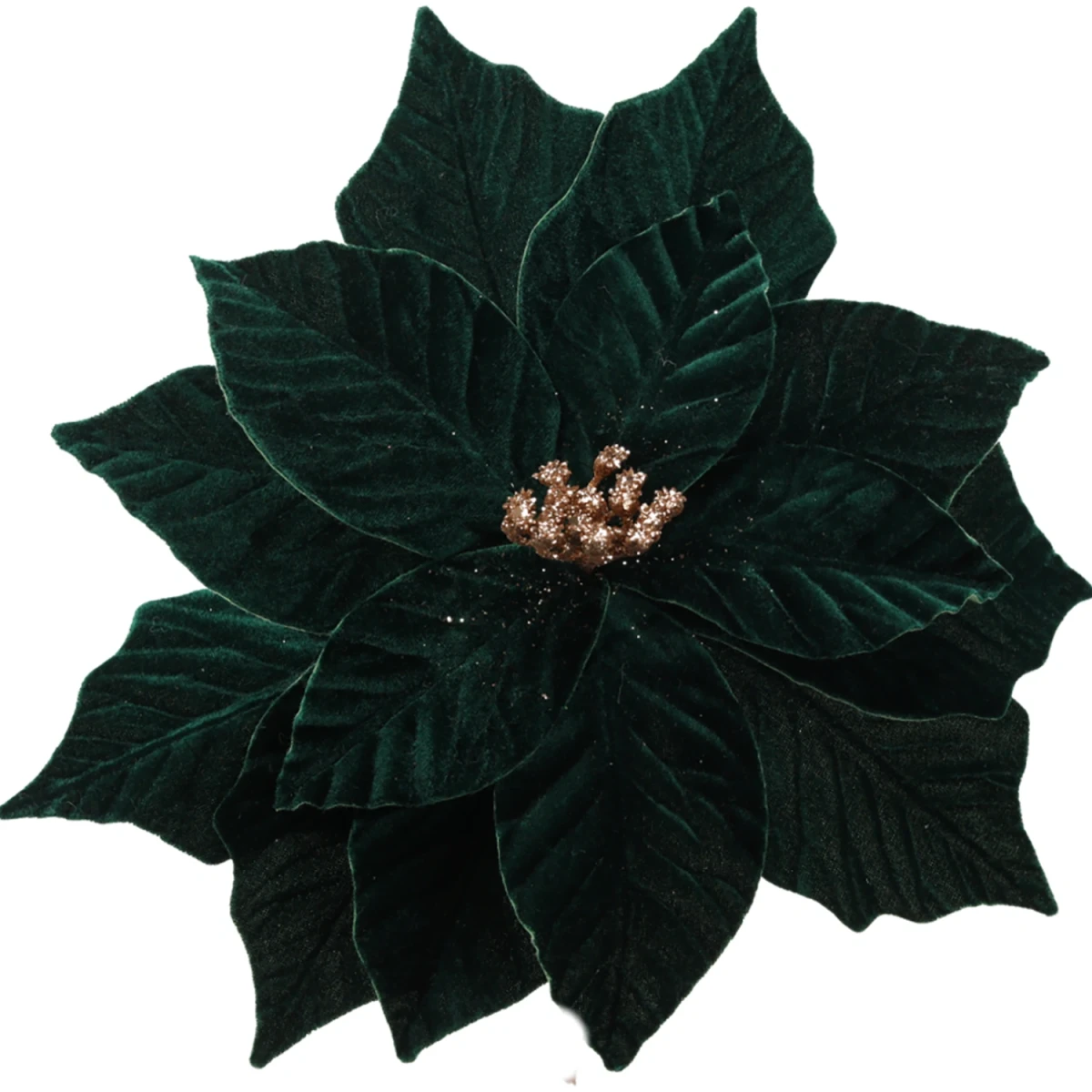 Sztuczna gwiazda betlejemska 32 cm szmaragdowa na klipsie TEB0850