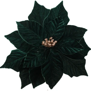 Sztuczna gwiazda betlejemska 32 cm szmaragdowa na klipsie TEB0850