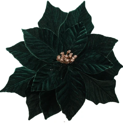 Sztuczna gwiazda betlejemska 32 cm szmaragdowa na klipsie TEB0850