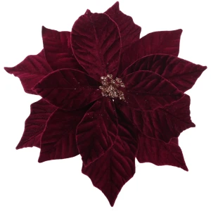 Gwiazda betlejemska na klipsie 32 cm burgundowa TEB0843