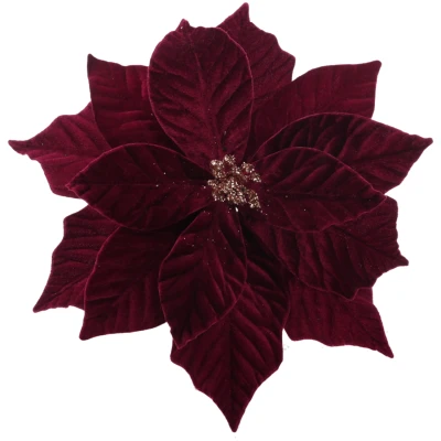 Gwiazda betlejemska na klipsie 32 cm burgundowa TEB0843