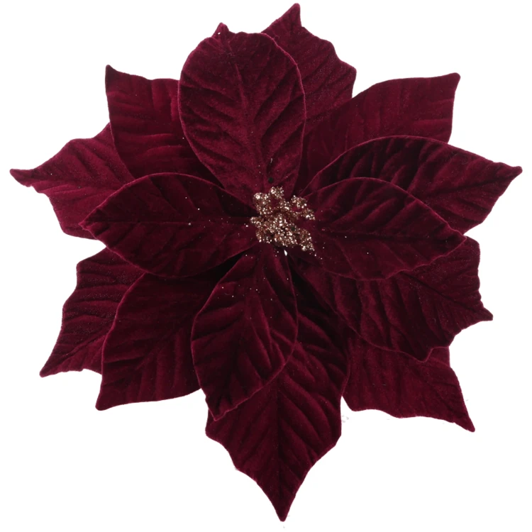 Gwiazda betlejemska na klipsie 32 cm burgundowa TEB0843