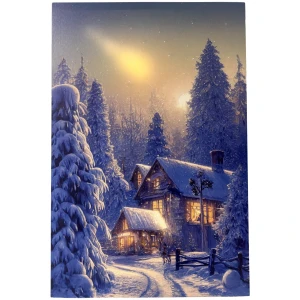 Obraz na ścianę LED zimowy dom w lesie  40 × 60 cm OBL3783