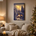 Obraz na ścianę LED zimowy dom w lesie 40 × 60 cm OBL3783