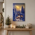 Obraz na ścianę LED zimowy dom w lesie 40 × 60 cm OBL3783