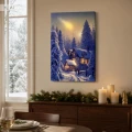 Obraz na ścianę LED zimowy dom w lesie 40 × 60 cm OBL3783