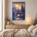 Obraz na ścianę LED zimowy dom w lesie 40 × 60 cm OBL3783