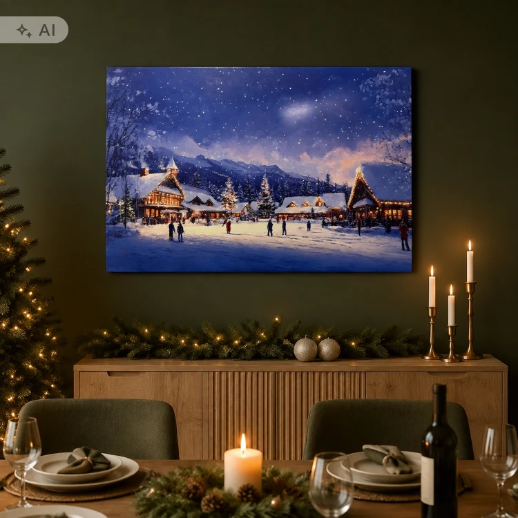 Obraz bożonarodzeniowy LED ze spadającą gwiazdą 60x40 cm OBL3776