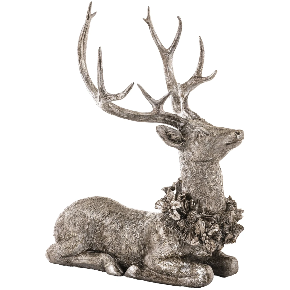 Figurka jelenia 50x38x28 cm srebrna ART-POL 147021
