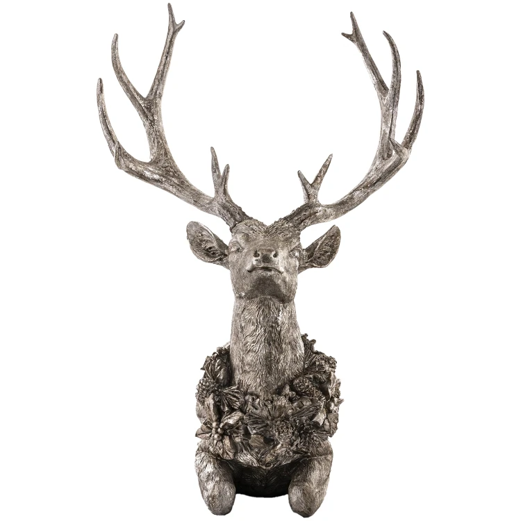 Figurka jelenia 50x38x28 cm srebrna ART-POL 147021