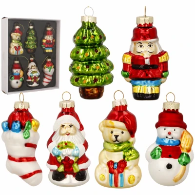 Szklane bombki figurki choinkowe 8 cm 6 szt. MAL1253