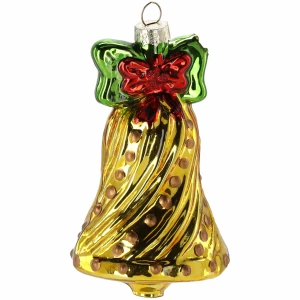 Szklana zawieszka choinkowa złoty dzwonek 11,4 cm złoty BOZ4945