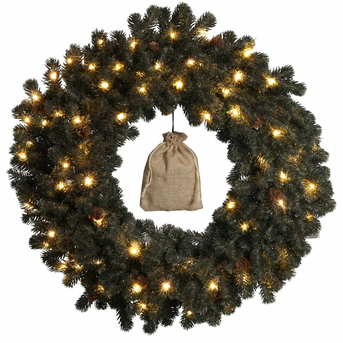 Wieniec świąteczny 50 cm zielony LED efekt szronu HIN4544