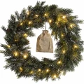 Wieniec świąteczny LED 40 cm zielony lekko ośnieżony HIN4537