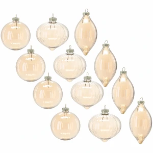Bombki szklane półtransparentne złote 8 cm 12 szt. BOZ7721KPL