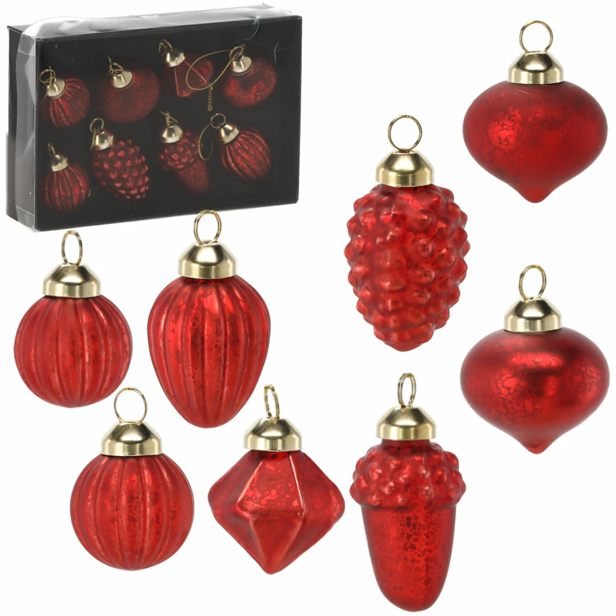 Mini bombki choinkowe czerwone do 4 cm 8 szt. BOZ6953