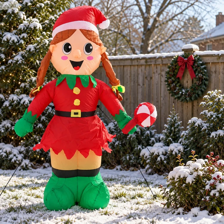 Dmuchany elf dziewczynka 150 cm LED świąteczny SUN8754