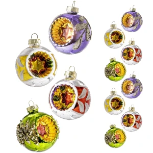Bombki szklane PRL z reflektorem 6 cm 12 szt. BOZ7547KPL