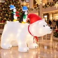 Dmuchany niedźwiedź polarny z pingwinami 200 cm LED SUN0431