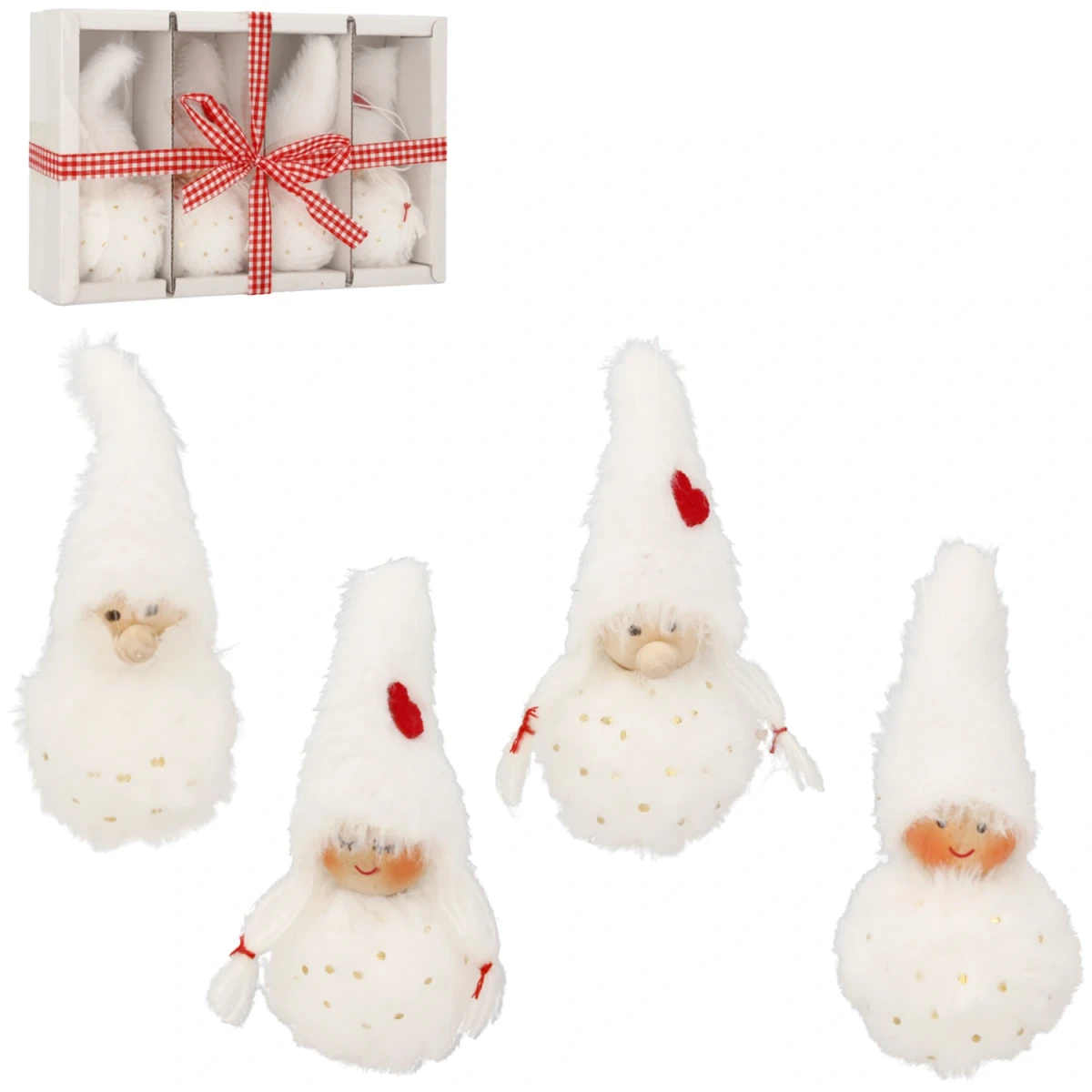 Zawieszki choinkowe materiałowe skrzaty 10 cm 4 szt. TIA0430