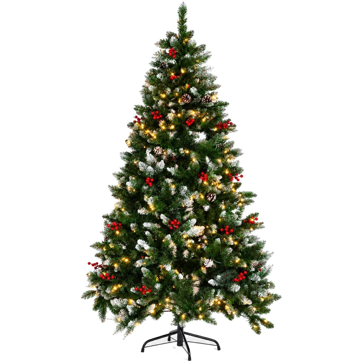 Choinka sztuczna 180 cm 340 LED ośnieżona z szyszkami UMI9056