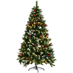 Choinka sztuczna 180 cm 340 LED ośnieżona z szyszkami UMI9056