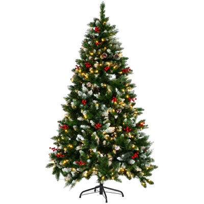Choinka sztuczna 180 cm 340 LED ośnieżona z szyszkami UMI9056