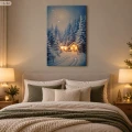 Podświetlany obraz 38x58 cm 5 LED i 42 włókna - Śnieżny krajobraz 258213