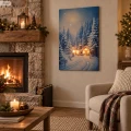 Podświetlany obraz 38x58 cm 5 LED i 42 włókna - Śnieżny krajobraz 258213