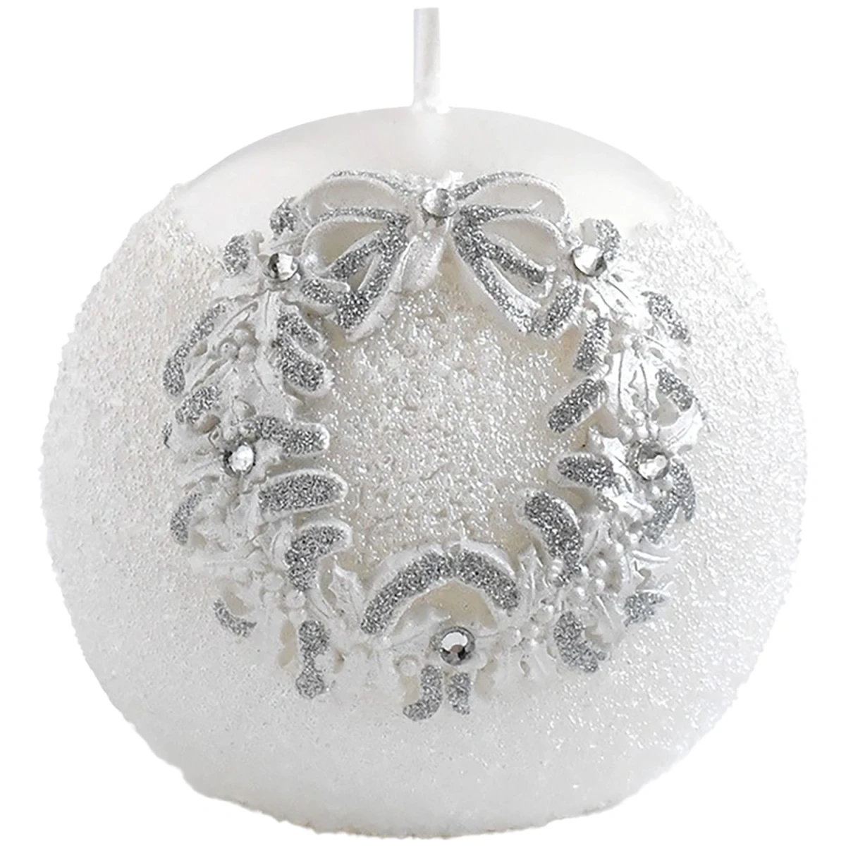 Świeca świąteczna kula glamour biała 8 cm ART-POL A178578
