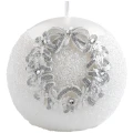 Świeca świąteczna kula glamour biała 8 cm ART-POL A178578