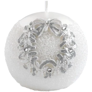 Świeca świąteczna kula glamour biała 8 cm ART-POL A178578