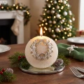 Świeca dekoracyjna kula srebrny wianek 10 cm ART-POL A178584