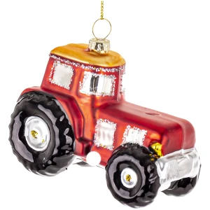 Zawieszka choinkowa czerwony traktor szklana 9 cm ART-POL A185984