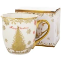 Kubek świąteczny porcelanowy 560 ml biało-złoty ART-POL A171948