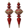 Bombki szklane barokowe bordowe z koralikami 8x24 cm 2 szt. KAEMINGK 070020-1KP
