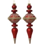 Bombki szklane barokowe bordowe z koralikami 8x24 cm 2 szt. KAEMINGK 070020-1KP