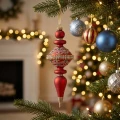 Bombki szklane barokowe bordowe z koralikami 8x24 cm 2 szt. KAEMINGK 070020-1KP