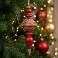 Bombki szklane barokowe bordowe z koralikami 8x24 cm 2 szt. KAEMINGK 070020-1KP