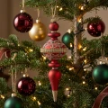 Bombki szklane barokowe bordowe z koralikami 8x24 cm 2 szt. KAEMINGK 070020-1KP
