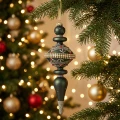 Bombki choinkowe zielone barokowe zdobione 8x24 cm 2 szt. KAEMINGK 070020-3KPL