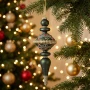 Bombki choinkowe zielone barokowe zdobione 8x24 cm 2 szt. KAEMINGK 070020-3KPL